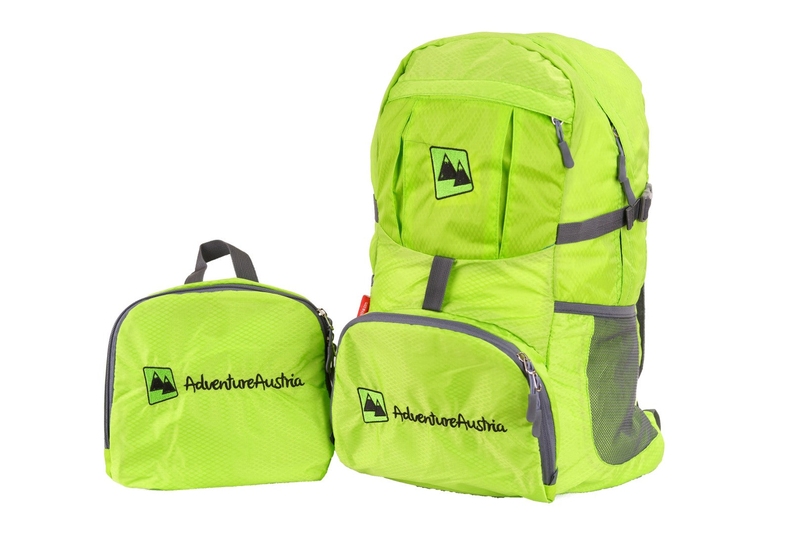 green folding backpack