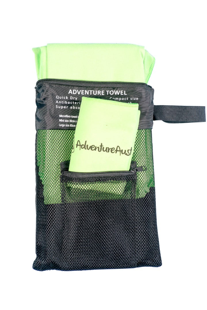 green microfibre towel set