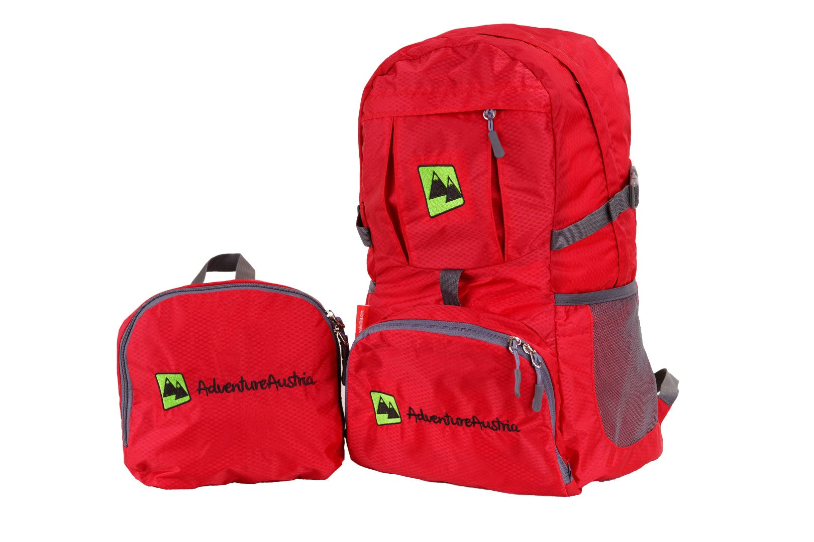 red folding backpack