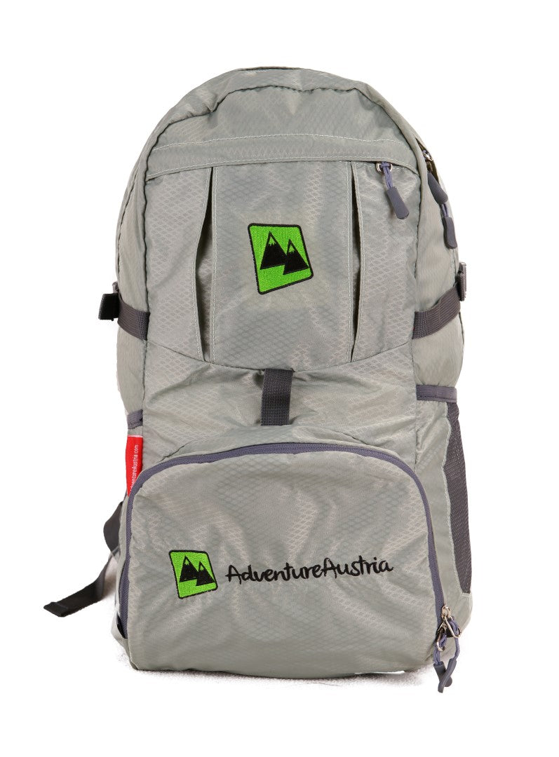 grey folding backpack