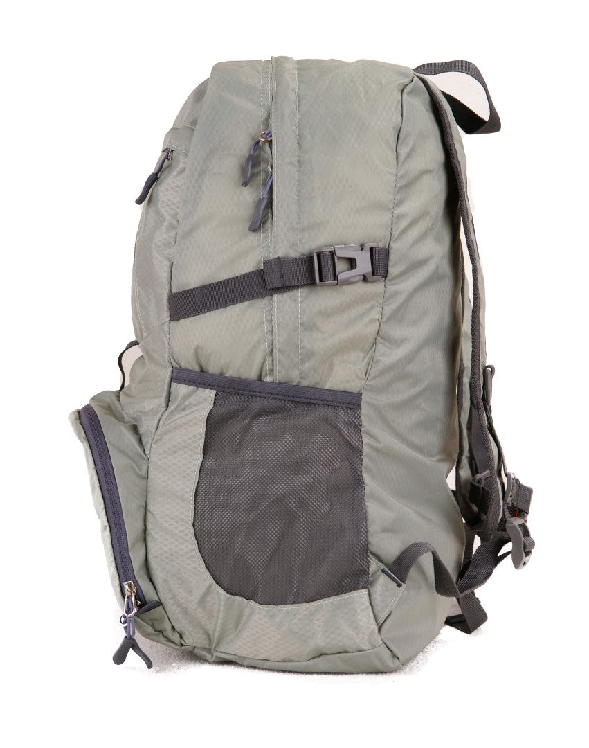 grey folding backpack