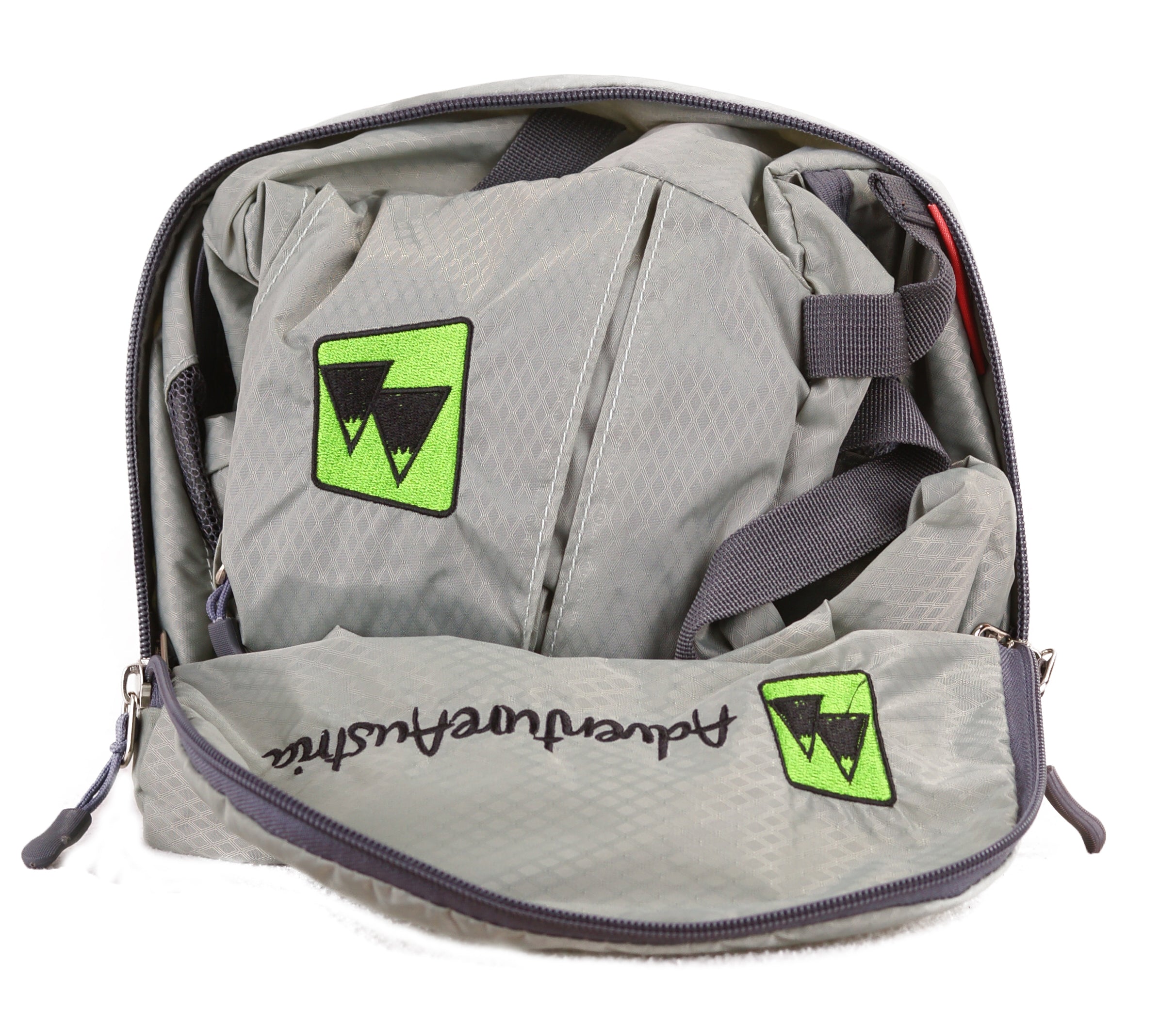 grey folding backpack