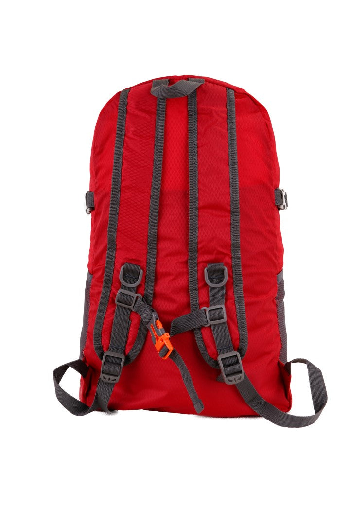 red folding backpack